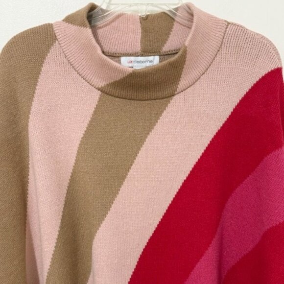 Liz Claiborne Mock Neck Long Sleeve Striped Pullover Sweater Pink Women's 3X NWT - Picture 3 of 6